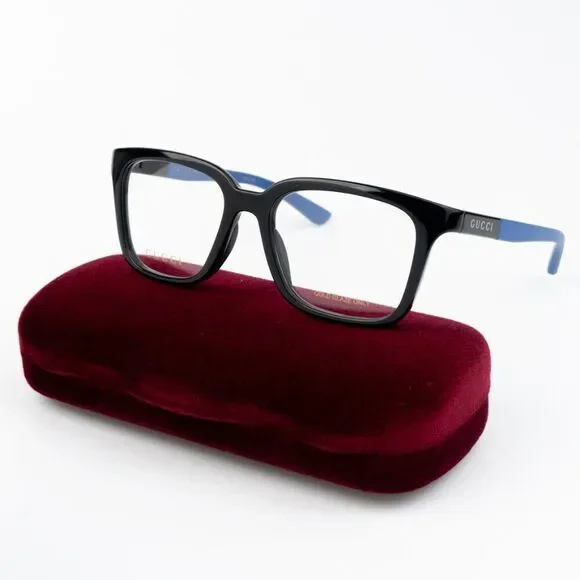 NEW Gucci GG1738O 004 Black Blue Unisex Square Eyeglasses GG 1738O